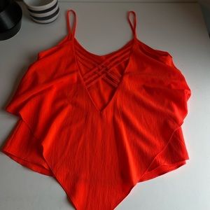 Red Tank Top with Cross Back Details